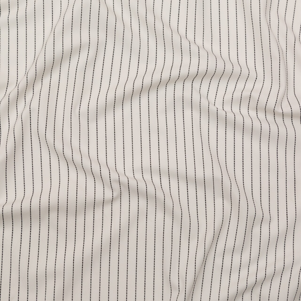 1 Yard Italian White Black Broken Chalk Stripe Stretch Woven Fabric